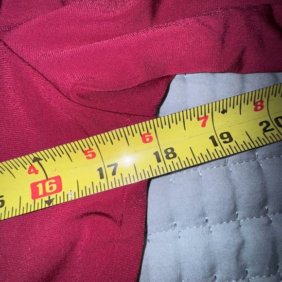 BOSTON PROPER Burgundy V-Neck Cold Shoulder Fit Fare Peplum Blouse Size M GUC - Picture 7 of 13